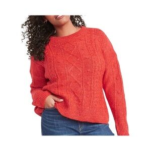 Old Navy Marled Cable Knit Popcorn Sweater Red NWOT Size XL